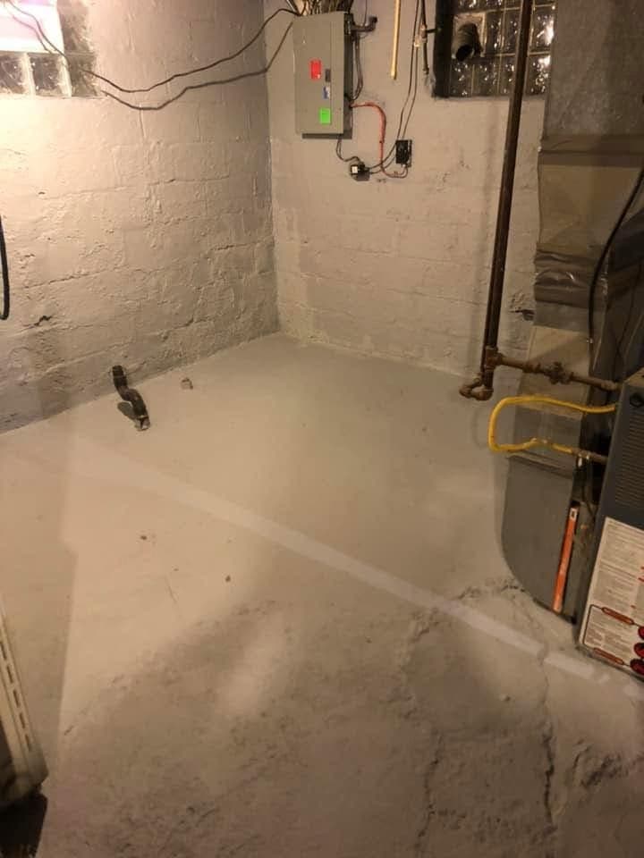 Basement floor and walls painted, view 2