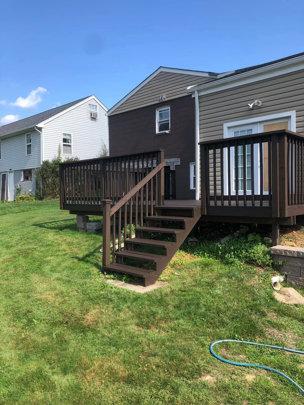 Stained deck with stairs