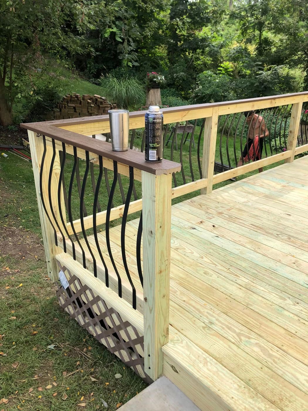 Deck with curved black balusters, view 2