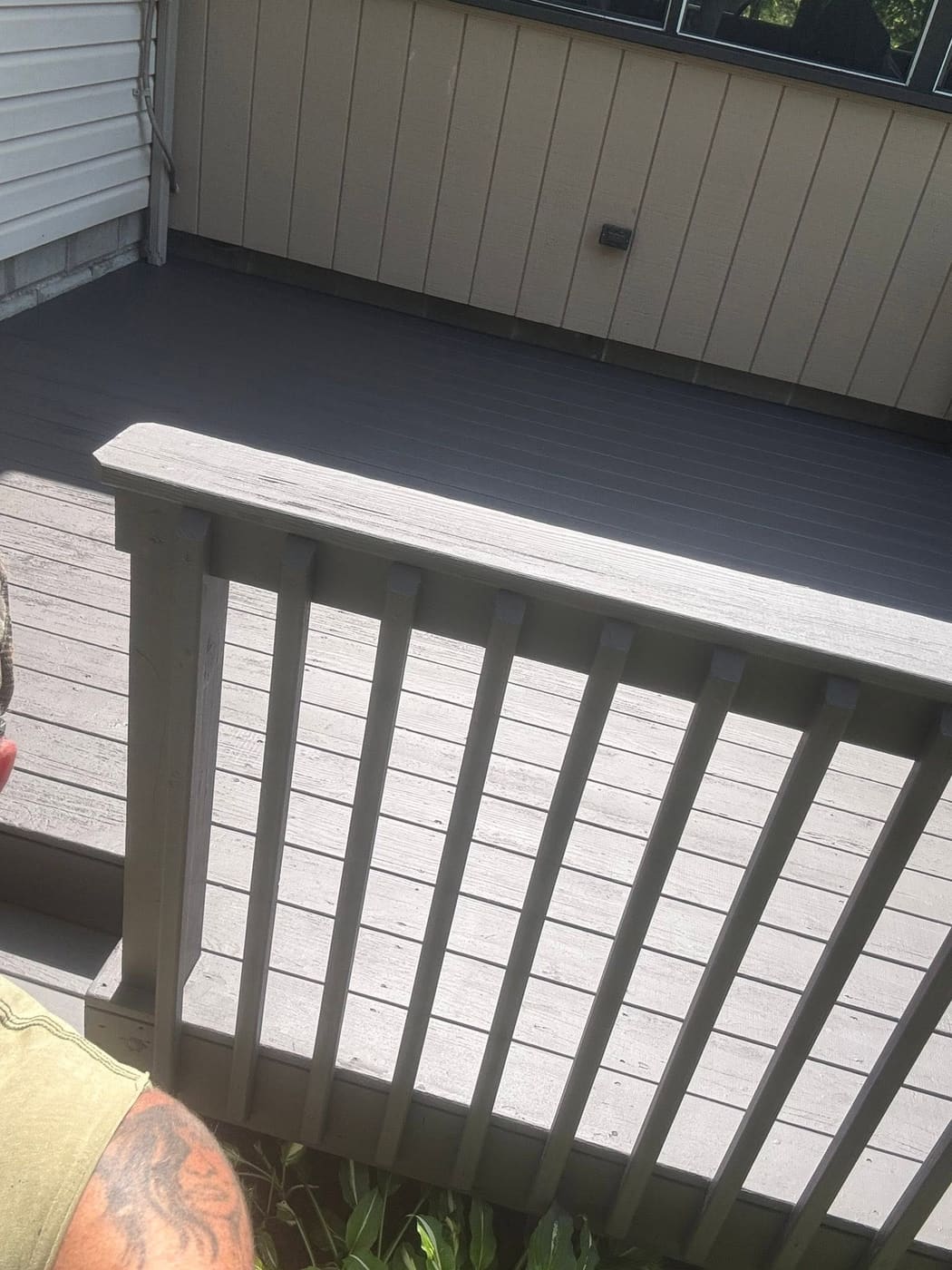 Freshly painted deck railing