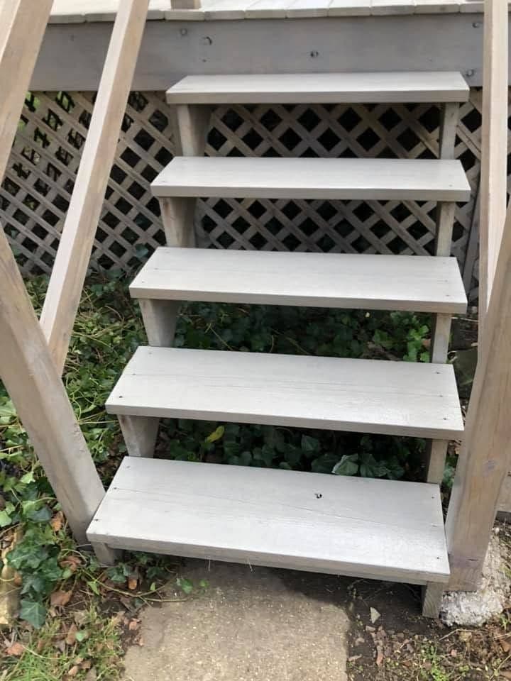 Deck finished in semi-transparent gray stain