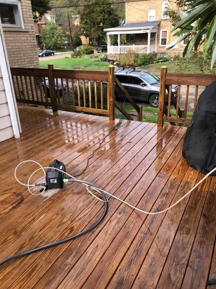 Before: Deck finished in semi-transparent gray stain, view 5