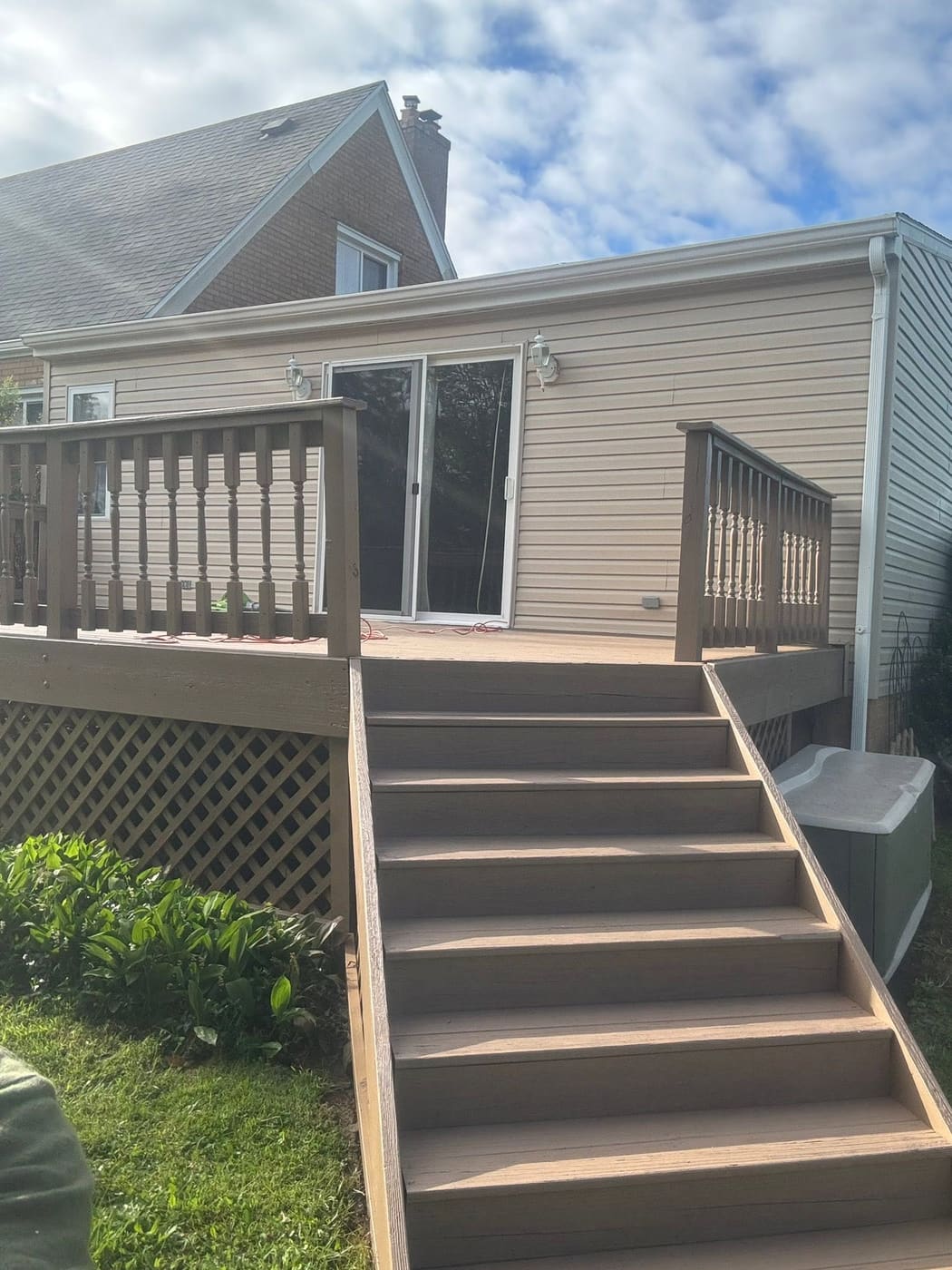 Raised deck with stairs and lattice skirting
