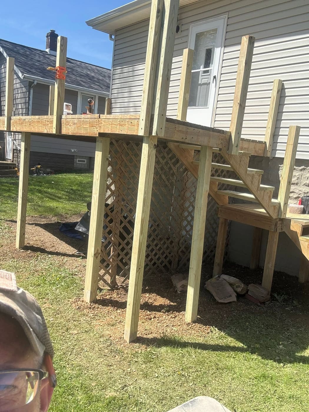 Rebuilt second-story deck with stairs, view 2