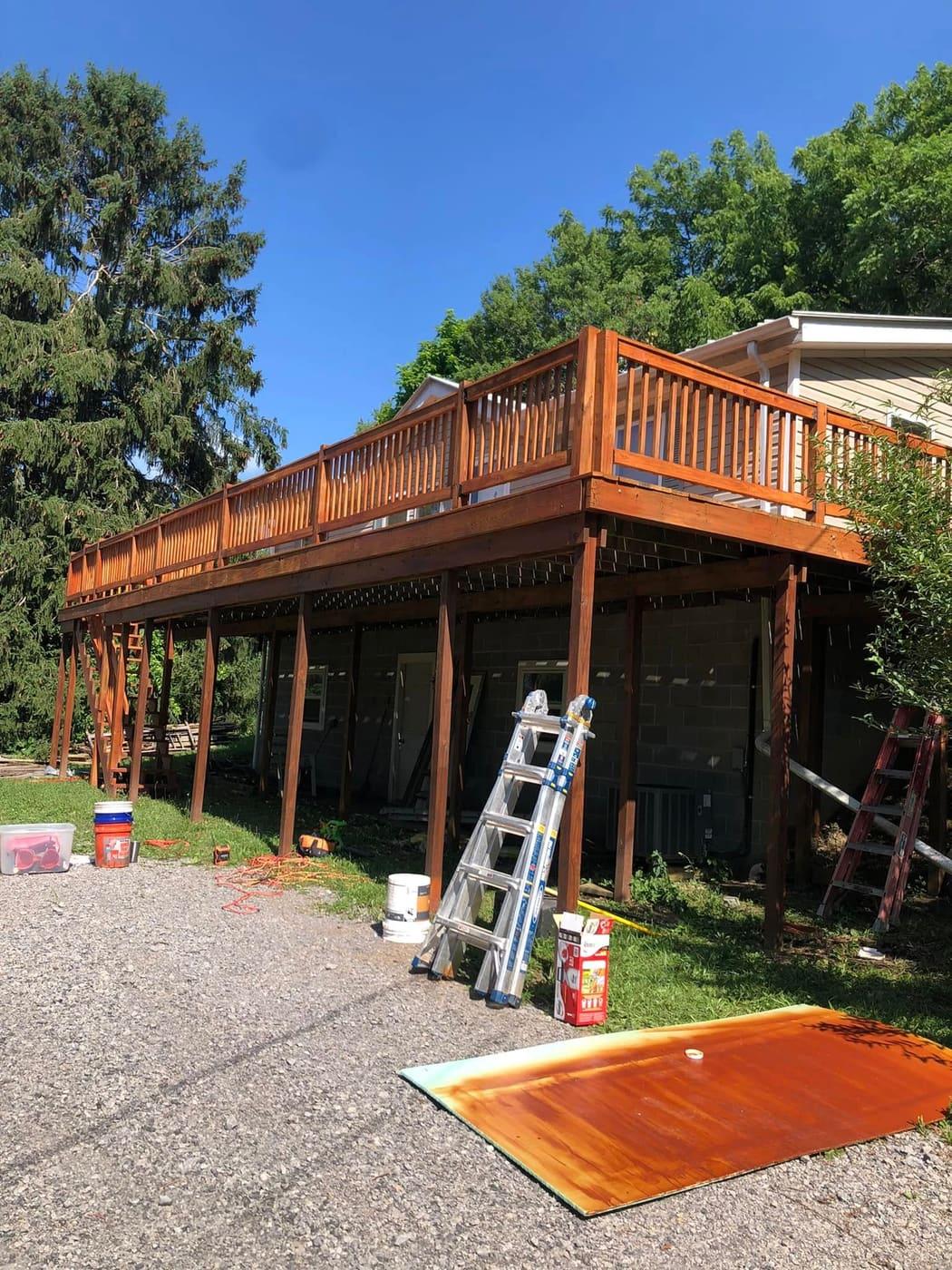 Second-story deck restained, view 3