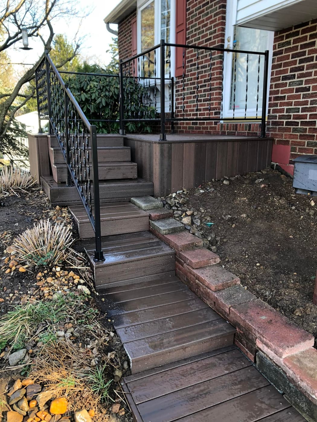 Rebuilt timber garden steps, view 2