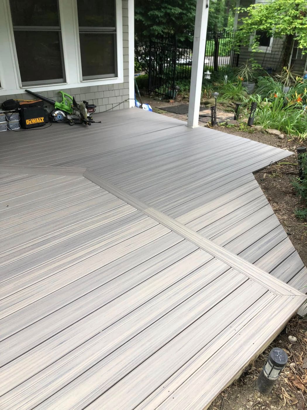 Gray composite ground-level deck, view 2