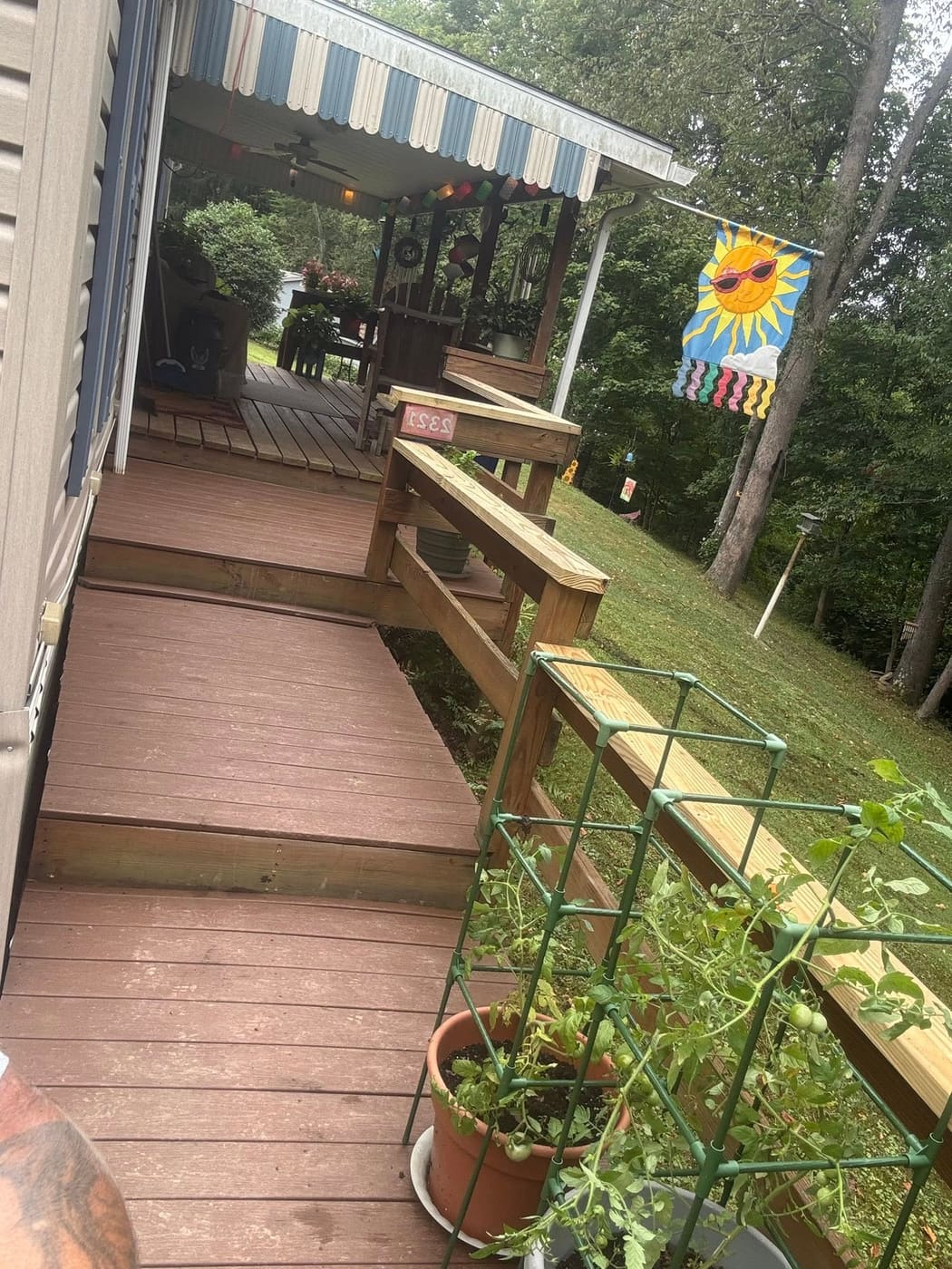 Deck with new handrails and Trex deck boards