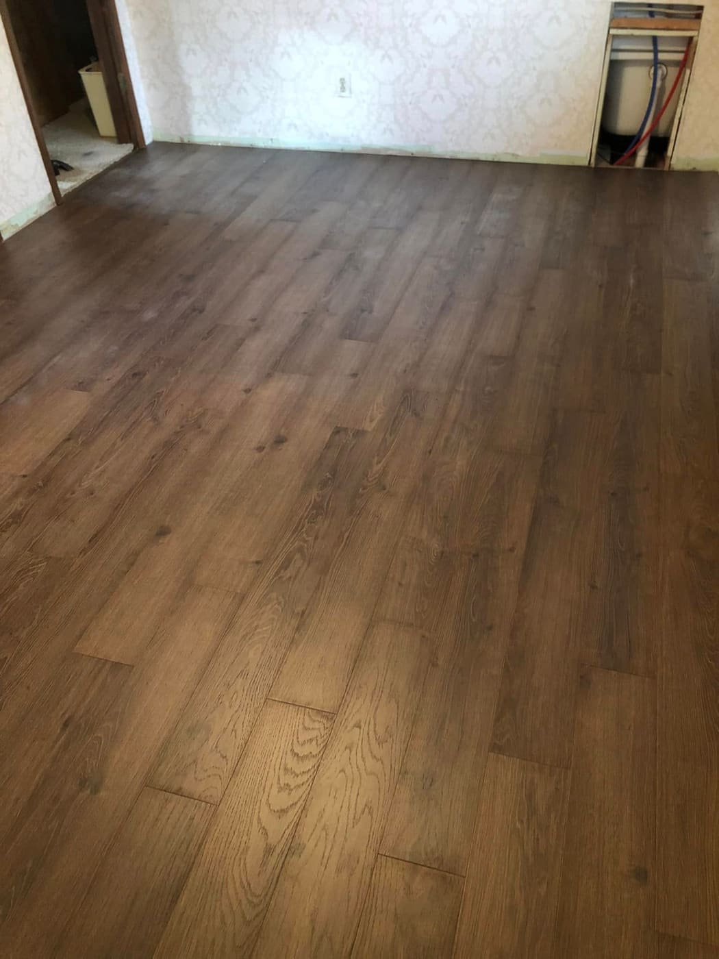 New vinyl plank floor in a remodeled room