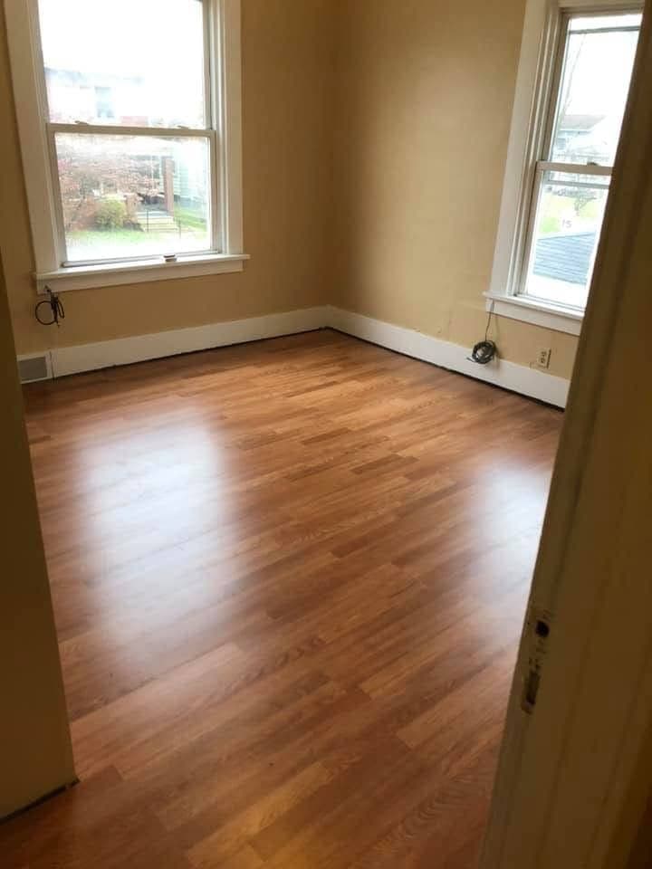 New wood-look flooring in a bedroom
