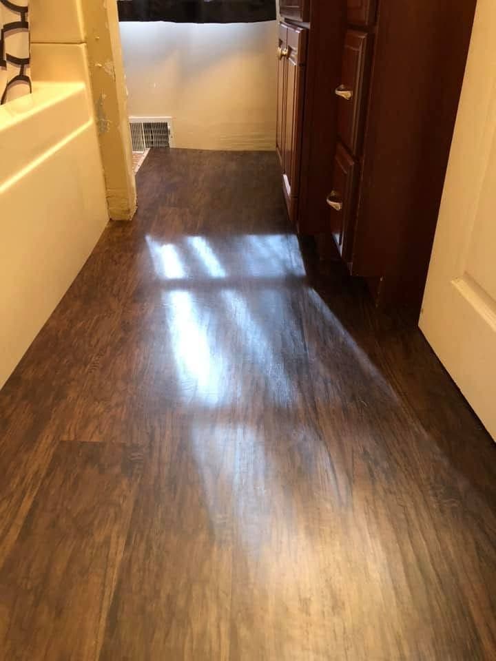Wood-look plank floor in a hallway