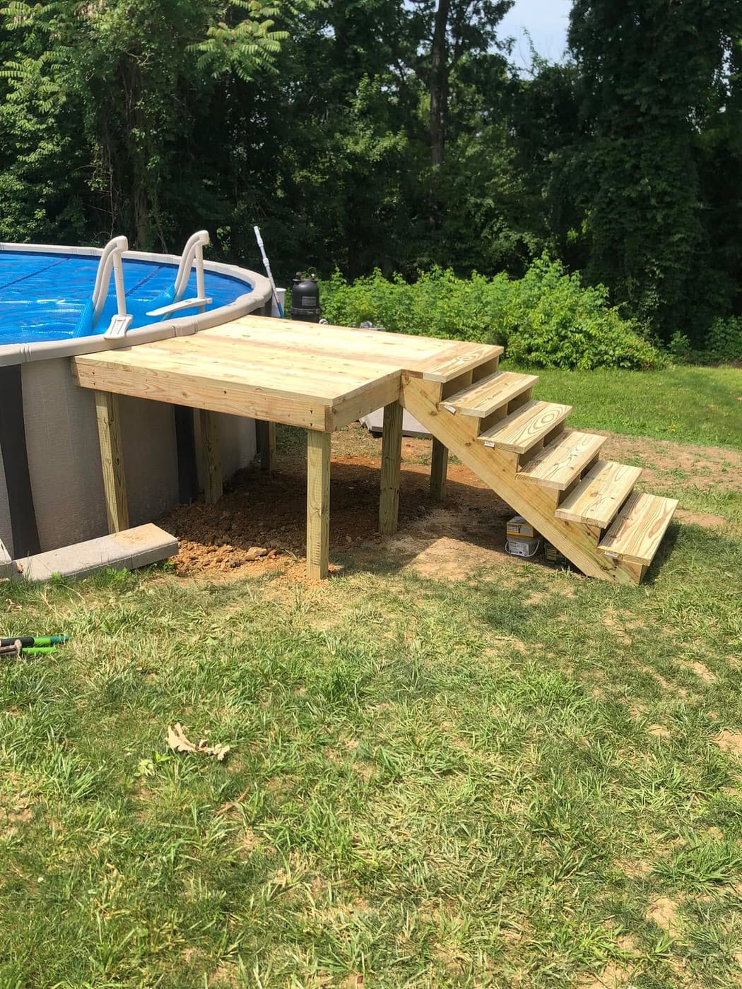 Pressure-treated pool stairs and landing