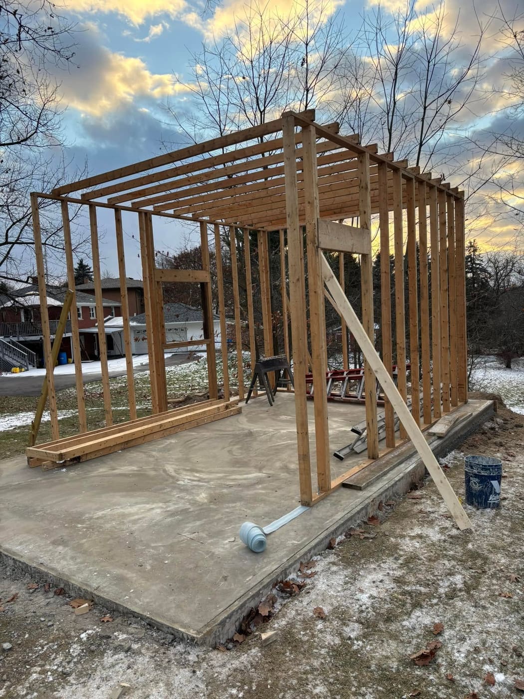 Shed being rebuilt at a new location