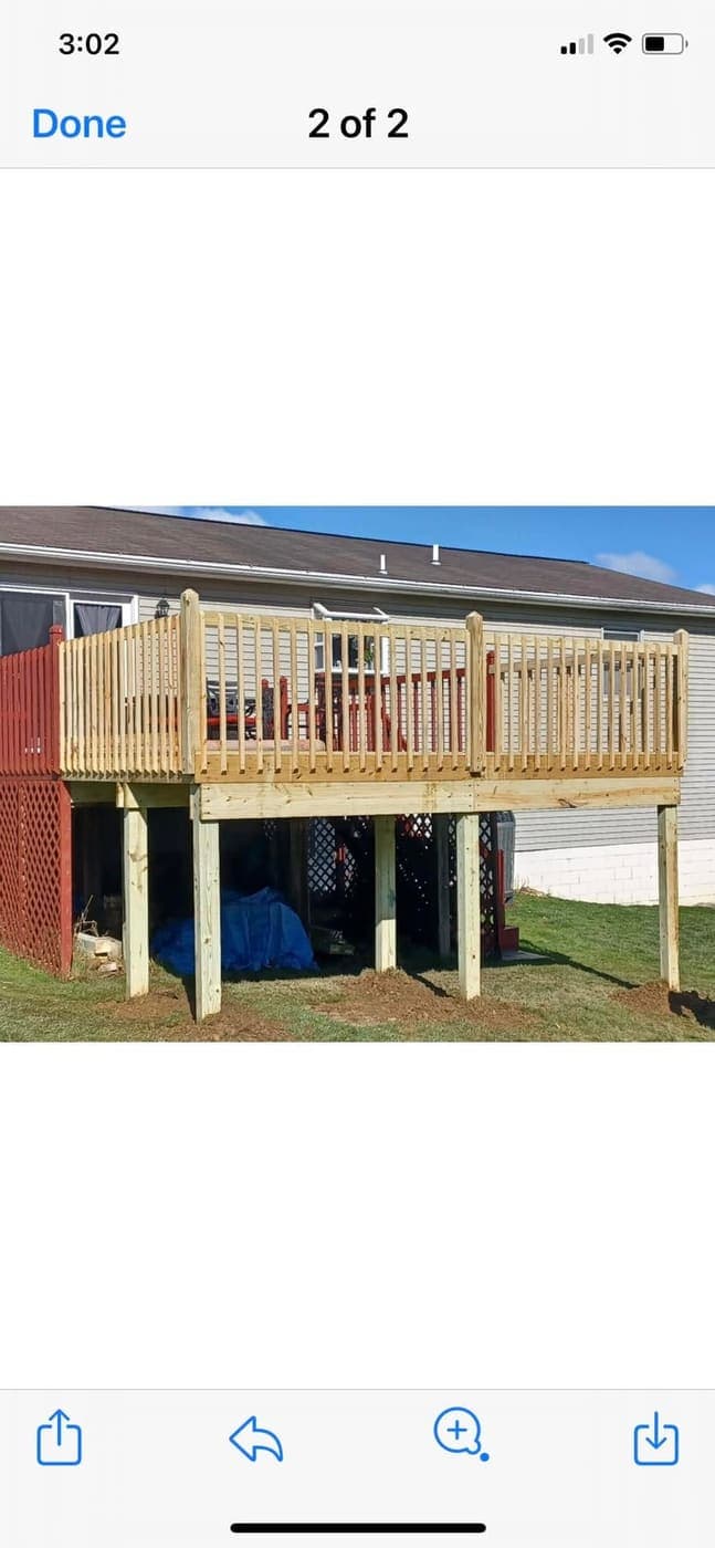 Second-story deck rebuilt on new posts, view 3