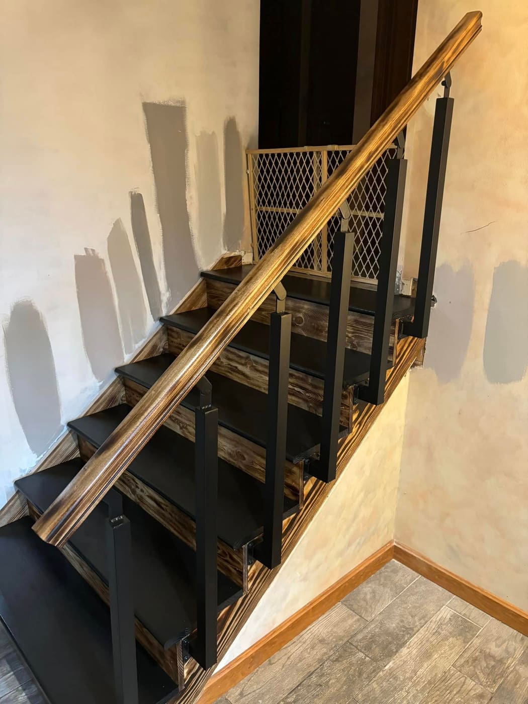 Refinished wood stair treads