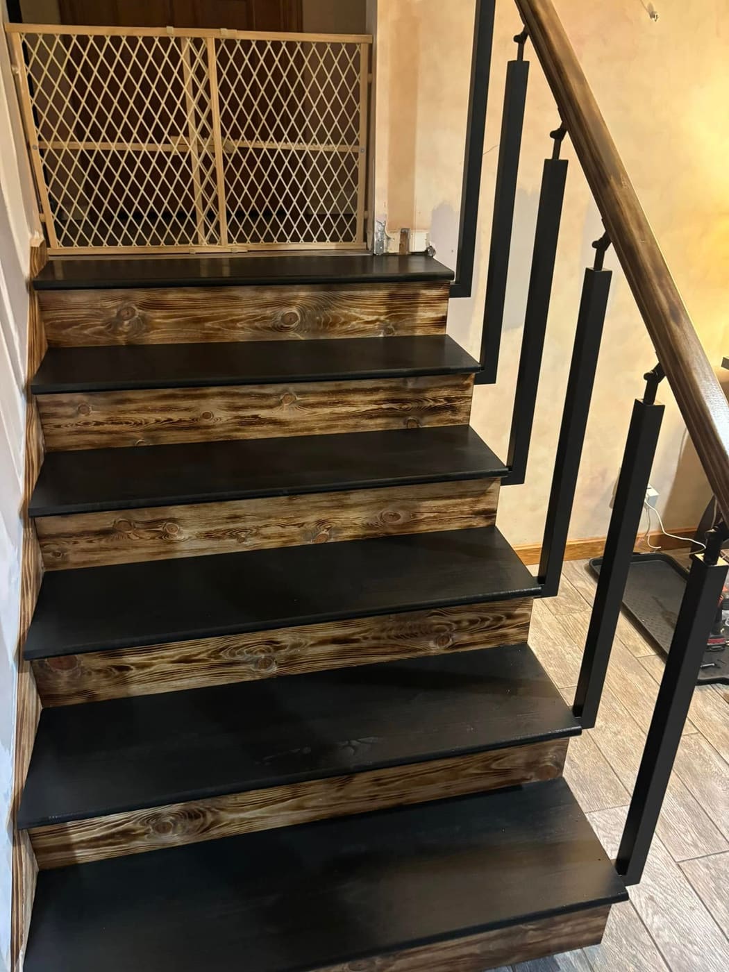 Refinished wood stair treads, view 2
