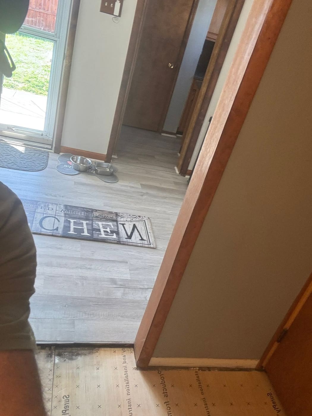 New vinyl plank flooring in a dining room